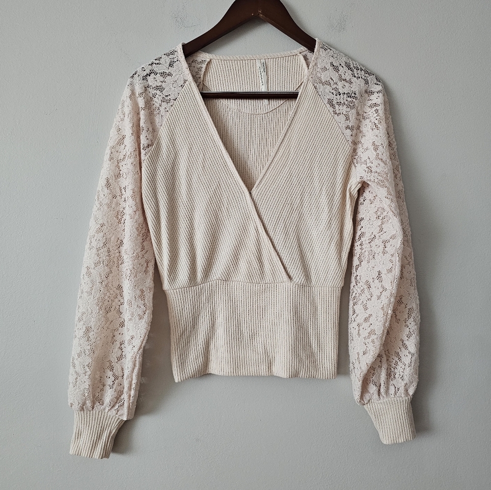 Anthropologie V Neck Lace Sweater